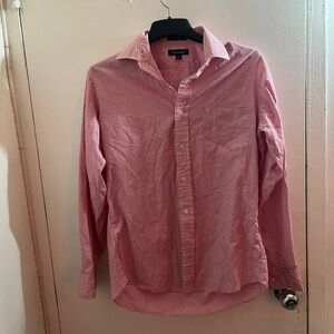 Faconnable Men's Red and White Striped Button Down Shirt